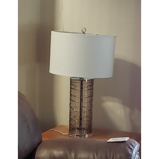 Cole 27 5 Modern Fused Glass Cylinder Led Table Lamp Smoky Gray Set Of 2 By Jonathan Y On Sale Overstock 28263239